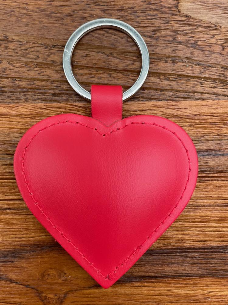 Leder Schlüsselanhänger Herz rot glatt